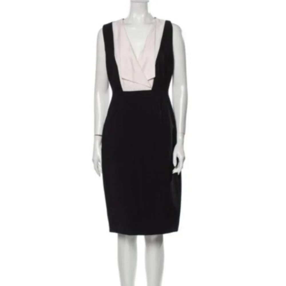 L.K. BENNETT Black Ribbon Tuxedo Dress Sz M - Picture 4 of 10